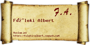 Füleki Albert névjegykártya